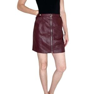 Tagoo All For Leather Burgundy Faux Leather Pleather Mini Skirt